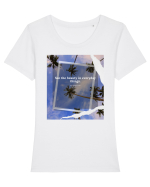 See the beauty in everyday things Tricou mânecă scurtă guler larg fitted Damă Expresser