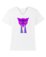 Retro Cat Tricou mânecă scurtă guler V Bărbat Presenter