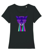 Retro Cat Tricou mânecă scurtă guler larg fitted Damă Expresser