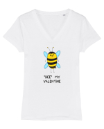 BEE my Valentine Tricou mânecă scurtă guler V Damă Evoker