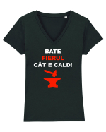 BATE FIERUL CAT E CALD Tricou mânecă scurtă guler V Damă Evoker
