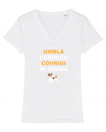 UMBLA CAINII CU COVRIGI IN COADA White