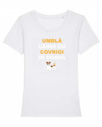 UMBLA CAINII CU COVRIGI IN COADA White