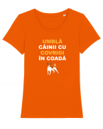 UMBLA CAINII CU COVRIGI IN COADA Tricou mânecă scurtă guler larg fitted Damă Expresser