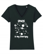 Space Is My Therapy Tricou mânecă scurtă guler V Damă Evoker