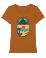 I'd Rather Be At The Beach  Tricou mânecă scurtă guler larg fitted Damă Expresser
