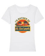 I'd Rather Be At The Beach  Tricou mânecă scurtă guler larg fitted Damă Expresser
