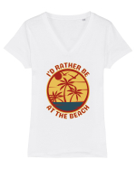 I'd Rather Be At The Beach  Tricou mânecă scurtă guler V Damă Evoker