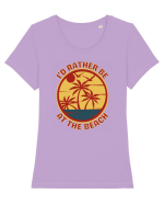 I'd Rather Be At The Beach  Tricou mânecă scurtă guler larg fitted Damă Expresser