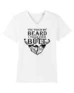 You touch my beard i touch your butt black Tricou mânecă scurtă guler V Bărbat Presenter