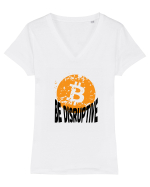 Bitcoin Be Disruptive Tricou mânecă scurtă guler V Damă Evoker