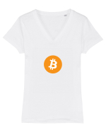 Bitcoin Logo Tricou mânecă scurtă guler V Damă Evoker