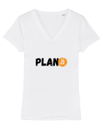 Plan B(itcoin) negru Tricou mânecă scurtă guler V Damă Evoker