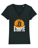 Bitcoin Be Disruptive (alb) Tricou mânecă scurtă guler V Damă Evoker