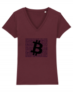 Bitcoin Binary Box Tricou mânecă scurtă guler V Damă Evoker