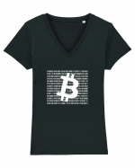Bitcoin Binary Box (alb) Tricou mânecă scurtă guler V Damă Evoker