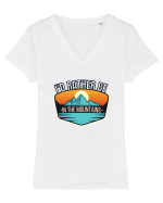 I'd Rather Be In The Mountains Tricou mânecă scurtă guler V Damă Evoker