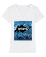 Singapore Tricou mânecă scurtă guler V Damă Evoker
