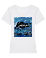 Singapore Tricou mânecă scurtă guler larg fitted Damă Expresser