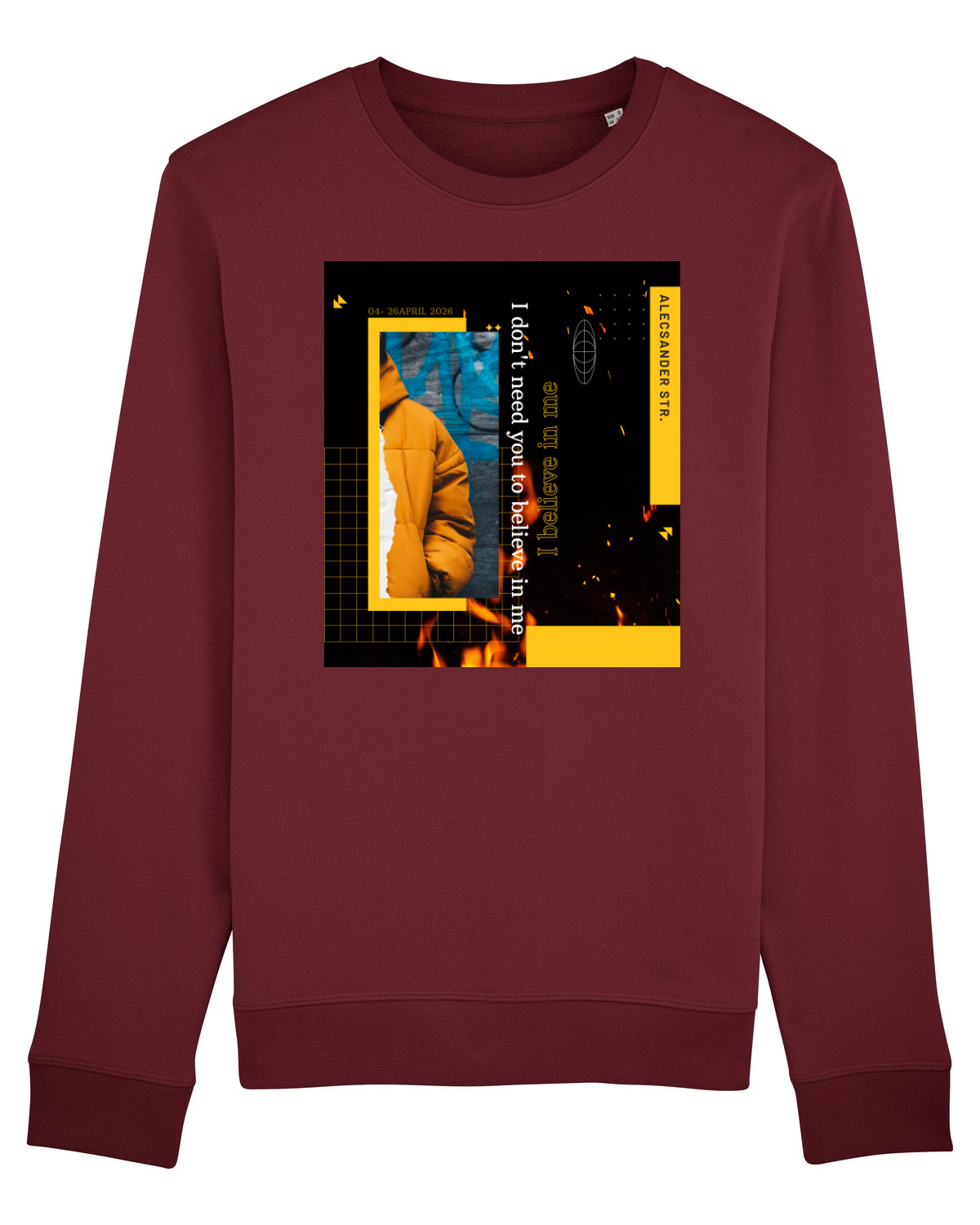 Bluză mânecă lungă Unisex Rise Burgundy