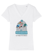 Cu musca pe căciulă... de Valentines Day Tricou mânecă scurtă guler V Damă Evoker