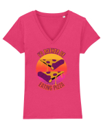 Pizza Lover Tricou mânecă scurtă guler V Damă Evoker