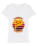 Pizza Lover Tricou mânecă scurtă guler V Damă Evoker