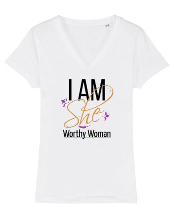 I AM SHE Worthy Woman White
