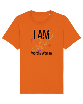 I AM SHE Worthy Woman Bright Orange