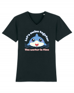 Funny Kawaii Shark Tricou mânecă scurtă guler V Bărbat Presenter