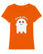 Funny Kawaii Ghost Tricou mânecă scurtă guler larg fitted Damă Expresser