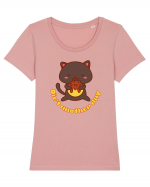 Funny Kawaii Cat Tricou mânecă scurtă guler larg fitted Damă Expresser