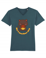 Funny Kawaii Cat Tricou mânecă scurtă guler V Bărbat Presenter