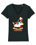 Funny Kawaii Unicorn Tricou mânecă scurtă guler V Damă Evoker