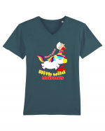 Funny Kawaii Unicorn Tricou mânecă scurtă guler V Bărbat Presenter