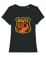  Retro Route 66 Tricou mânecă scurtă guler larg fitted Damă Expresser