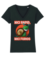 Nici rapid, nici furios Tricou mânecă scurtă guler V Damă Evoker