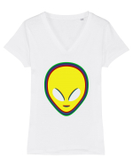 Trippy Alien Tricou mânecă scurtă guler V Damă Evoker