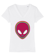 Trippy Alien Tricou mânecă scurtă guler V Damă Evoker