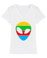 Retro Alien Tricou mânecă scurtă guler V Damă Evoker