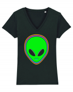 Trippy Alien Tricou mânecă scurtă guler V Damă Evoker