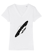  Retro UFO Tricou mânecă scurtă guler V Damă Evoker