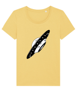  Retro UFO Tricou mânecă scurtă guler larg fitted Damă Expresser