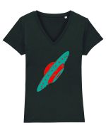  Retro UFO Tricou mânecă scurtă guler V Damă Evoker