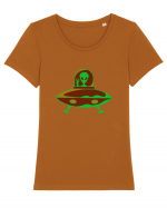  Retro UFO Tricou mânecă scurtă guler larg fitted Damă Expresser