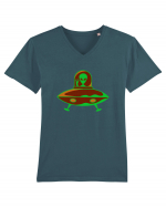  Retro UFO Tricou mânecă scurtă guler V Bărbat Presenter