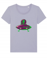  Retro UFO Tricou mânecă scurtă guler larg fitted Damă Expresser