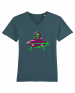  Retro UFO Tricou mânecă scurtă guler V Bărbat Presenter