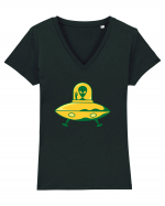  Retro UFO Tricou mânecă scurtă guler V Damă Evoker