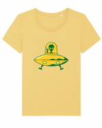  Retro UFO Tricou mânecă scurtă guler larg fitted Damă Expresser